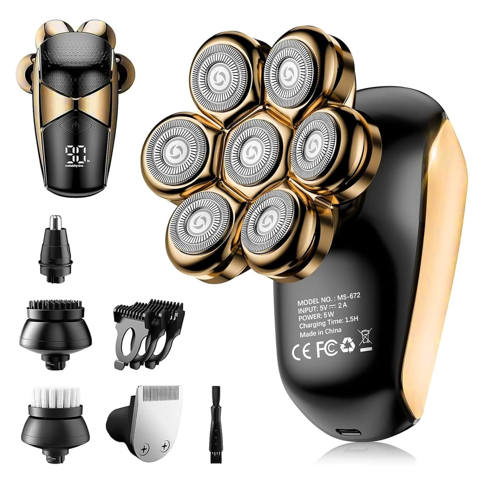 SHPAVVER Ink Gold head shaver front view for quick bald shaving