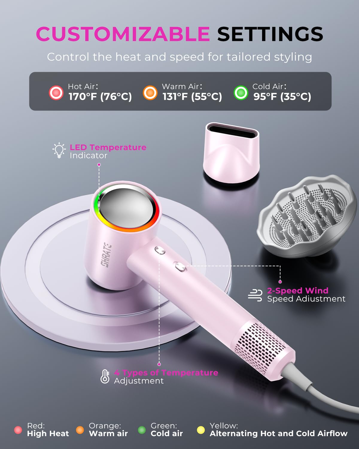SHRATE intelligent heat control protects hair during drying