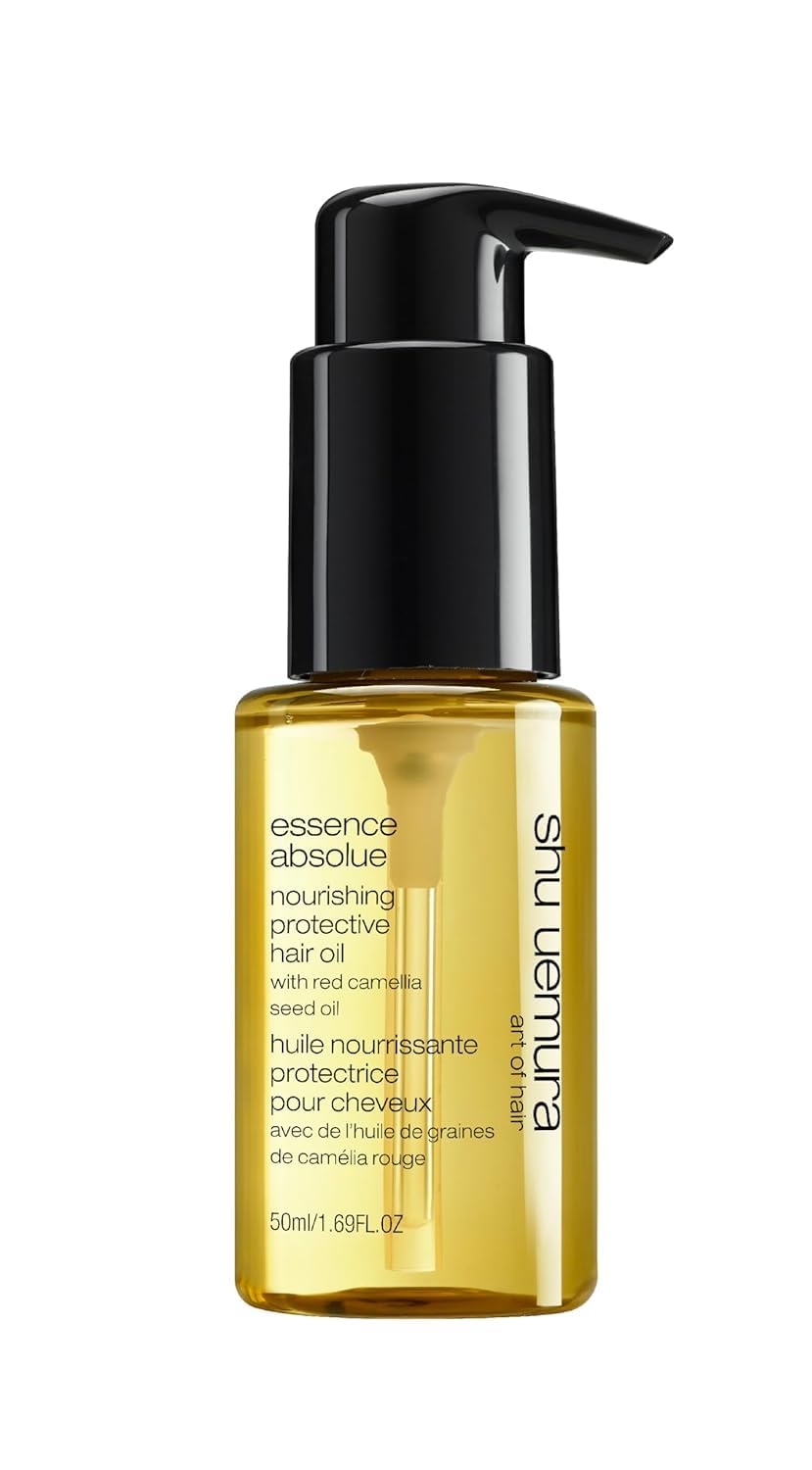 shu uemura art of hair Essence Absolue bottle pour nourishes and smooths dry ends