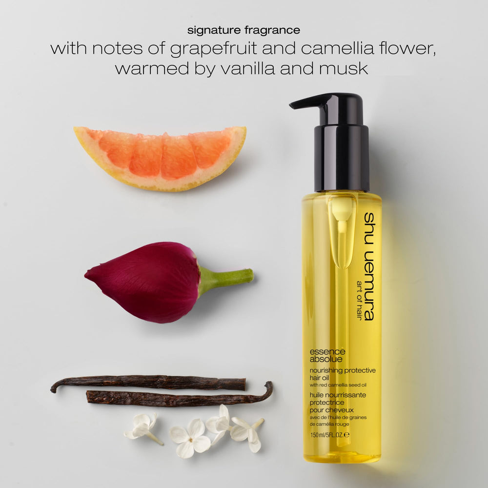 shu uemura Essence Absolue heat protection up to 450F during styling