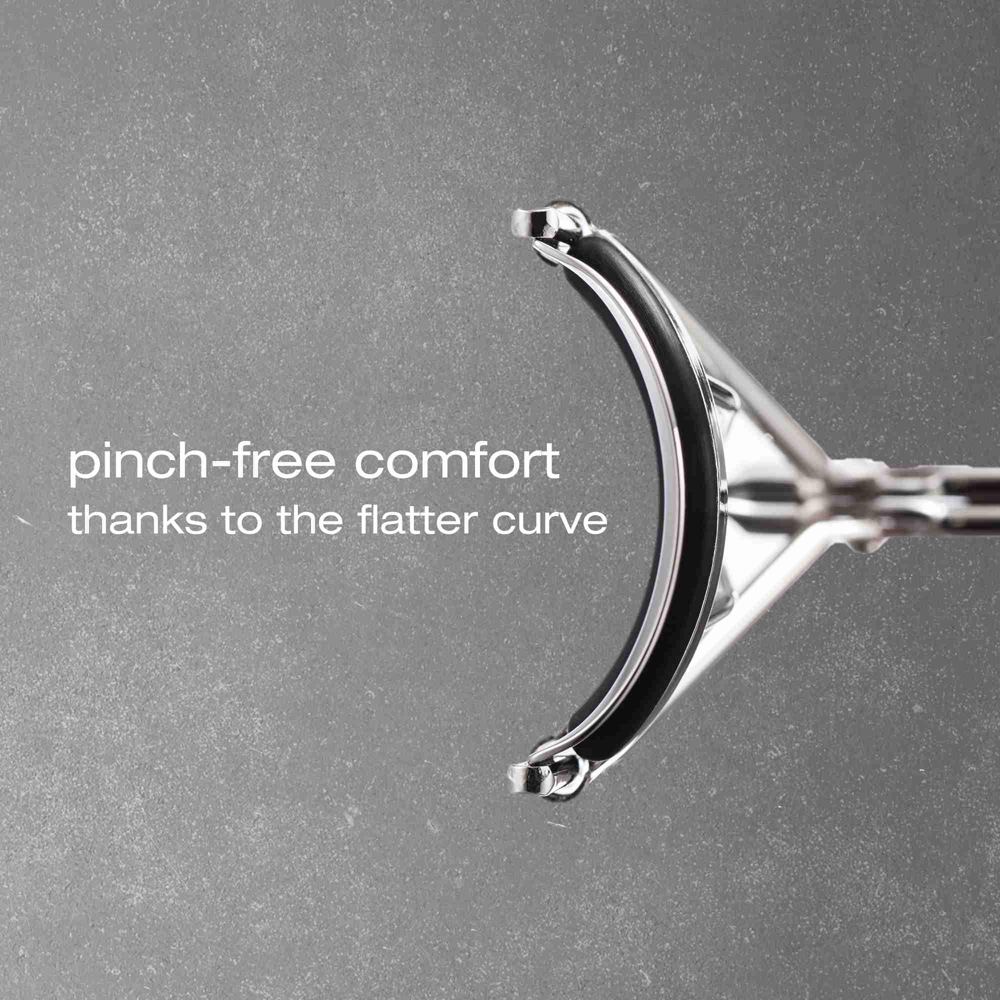 Shu Uemura Iconic Eyelash Curler with silicone pad for gentle, pinch-free curling