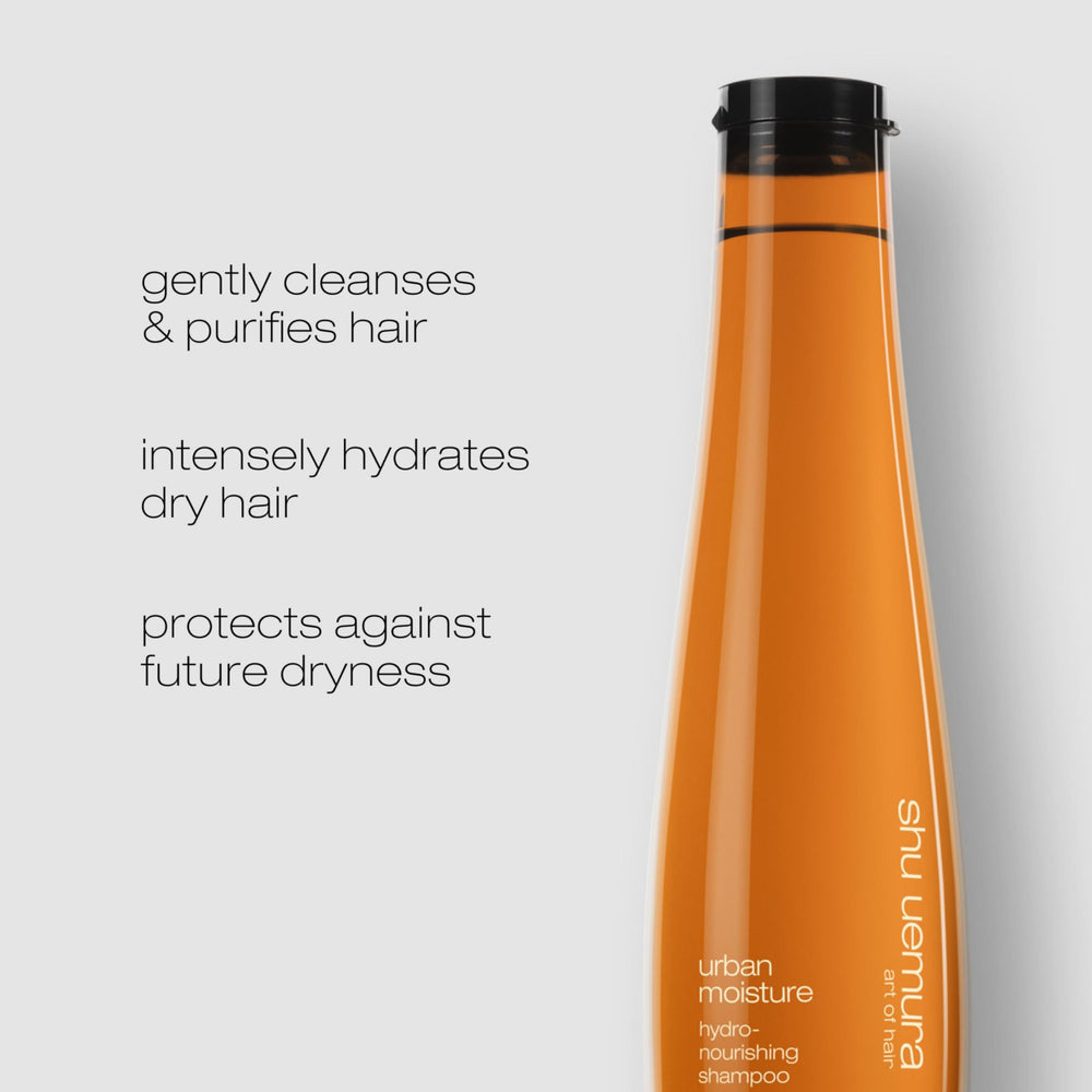 shu uemura art of hair Urban Moisture Shampoo lather with creamy foam rinsing clean