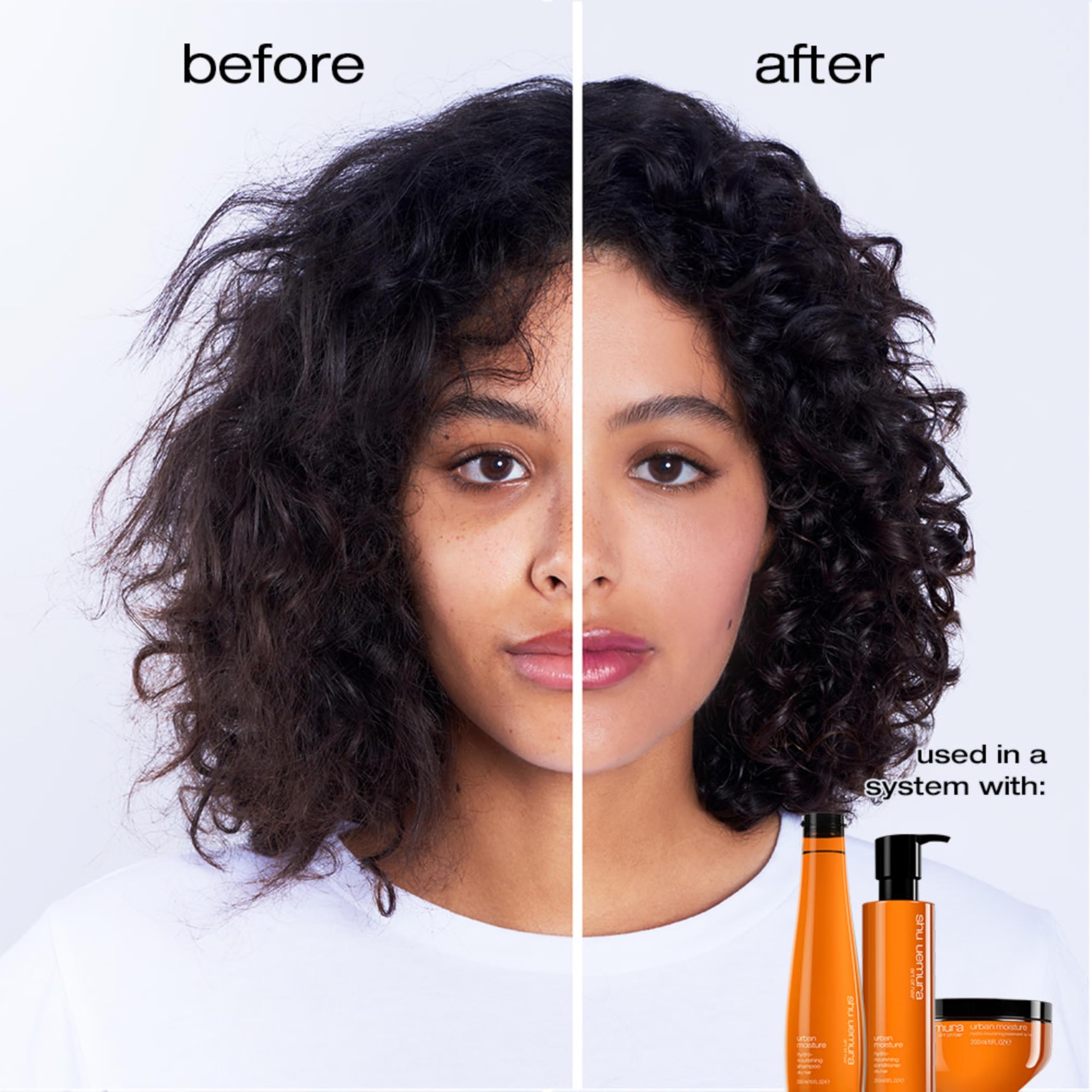shu uemura art of hair Urban Moisture Shampoo pour displays even distribution for cleansing