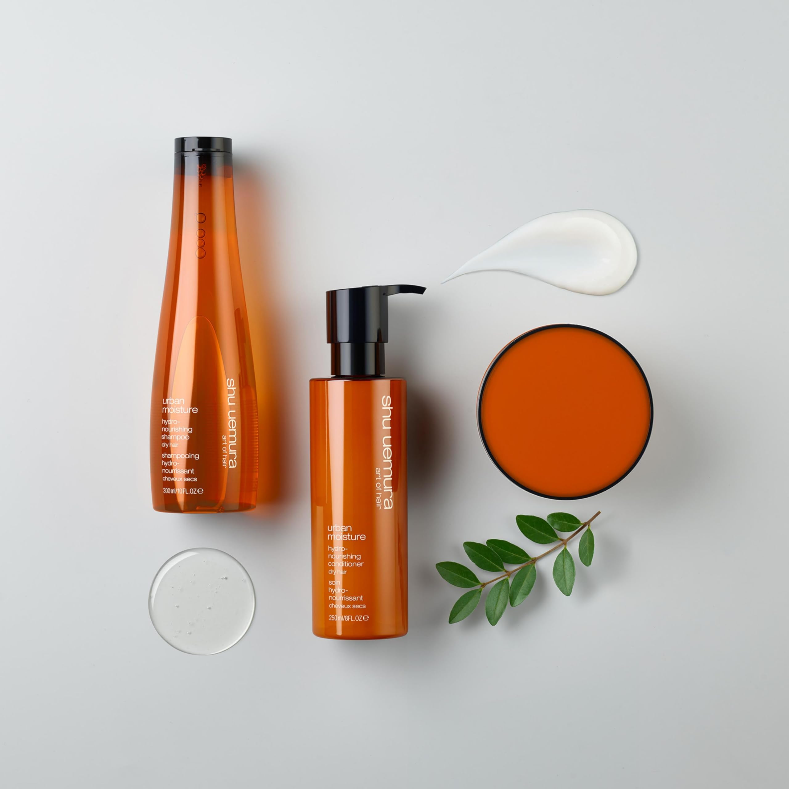 shu uemura art of hair Urban Moisture Shampoo silky-strands after wash showing frizz control and shine
