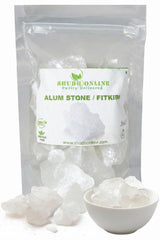 Shudh Online alum stone for face, natural mineral surface for facial care.