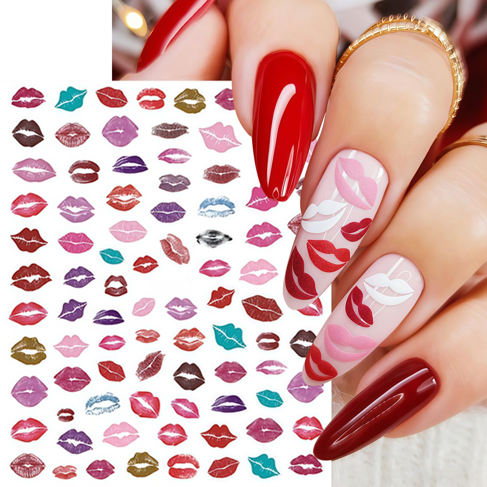 SHUXILIN diseños labios, pegatinas para uñas para uso doméstico o profesional.