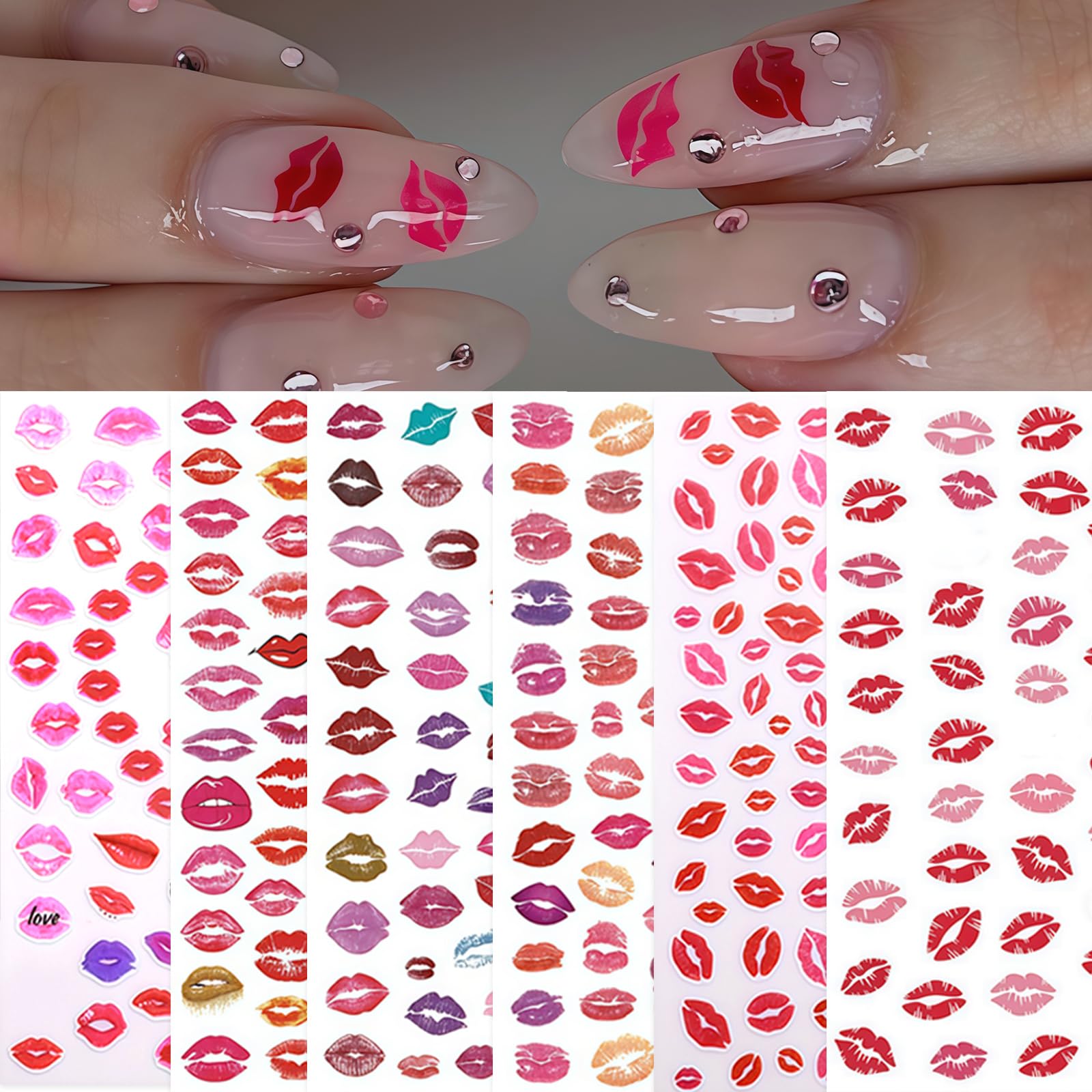 SHUXILIN labios magenta, pegatinas para uñas para un toque moderno.