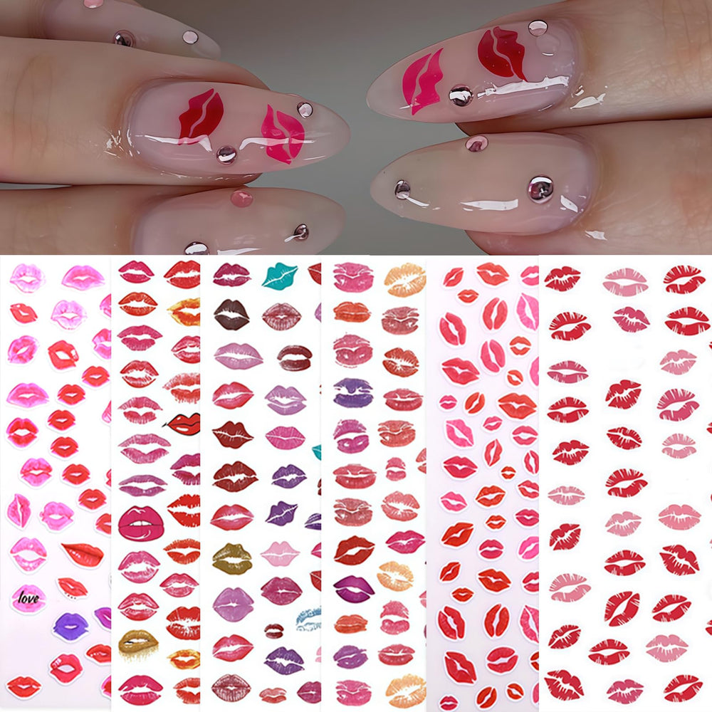 SHUXILIN labios magenta, pegatinas para uñas para un toque moderno.