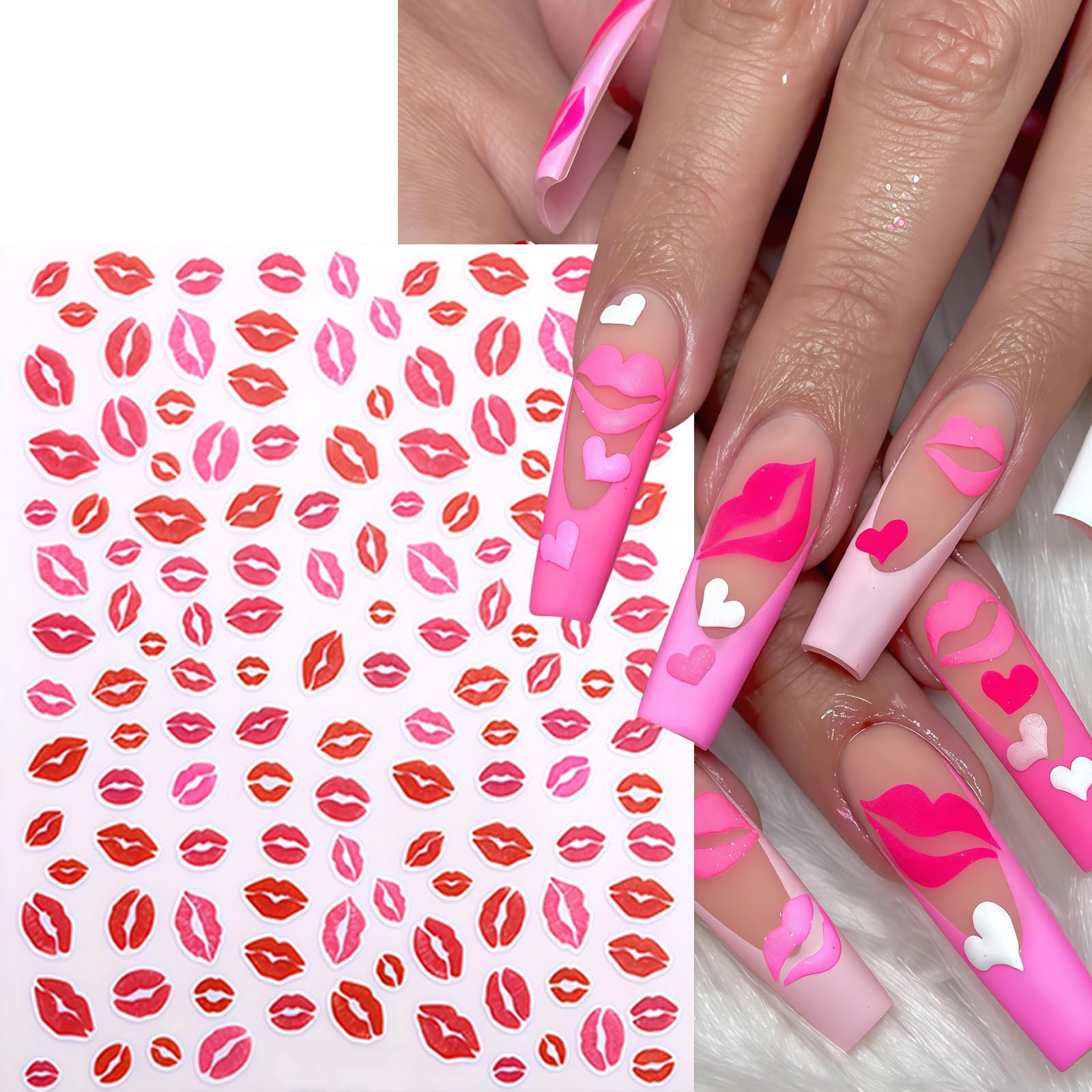 SHUXILIN labios rosados, pegatinas de uñas que añaden color y brillo.