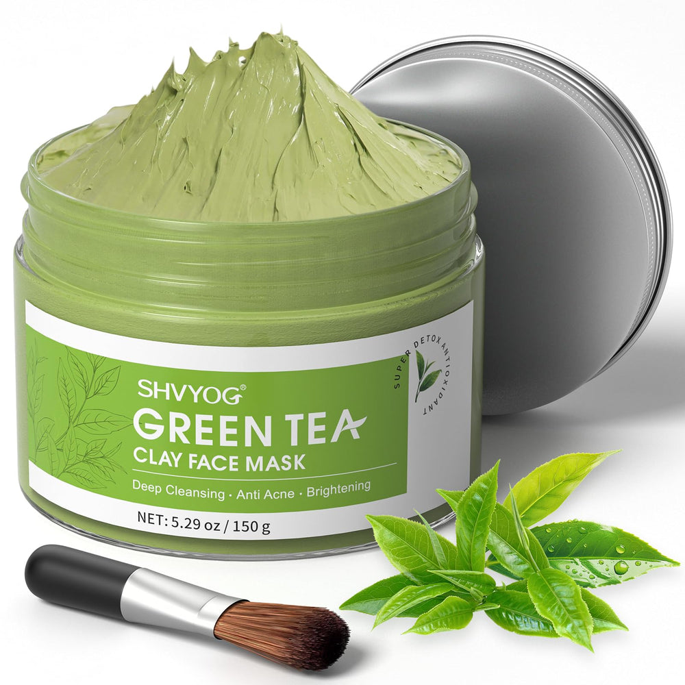 SHVYOG mascarilla te verde facial para revitalizar la piel y aportar brillo saludable.