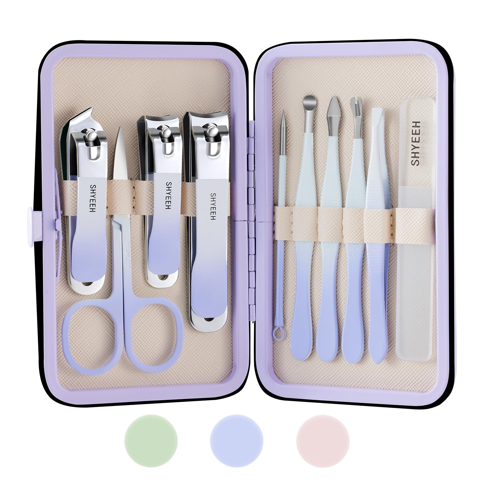 SHYEEH manicure set leather case protects tools and keeps kits organized.