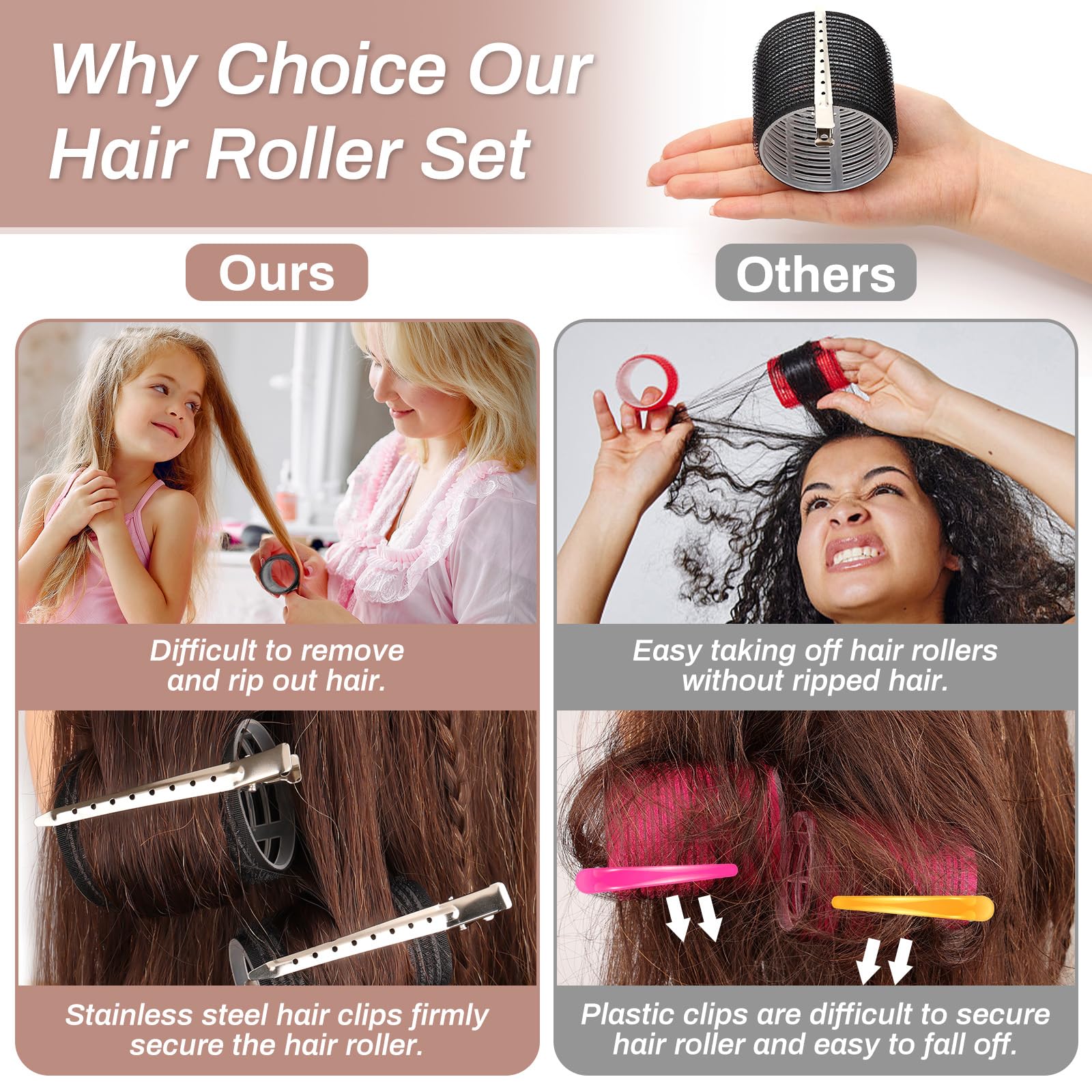 Shynek color assortment helps identify curl sizes quickly.