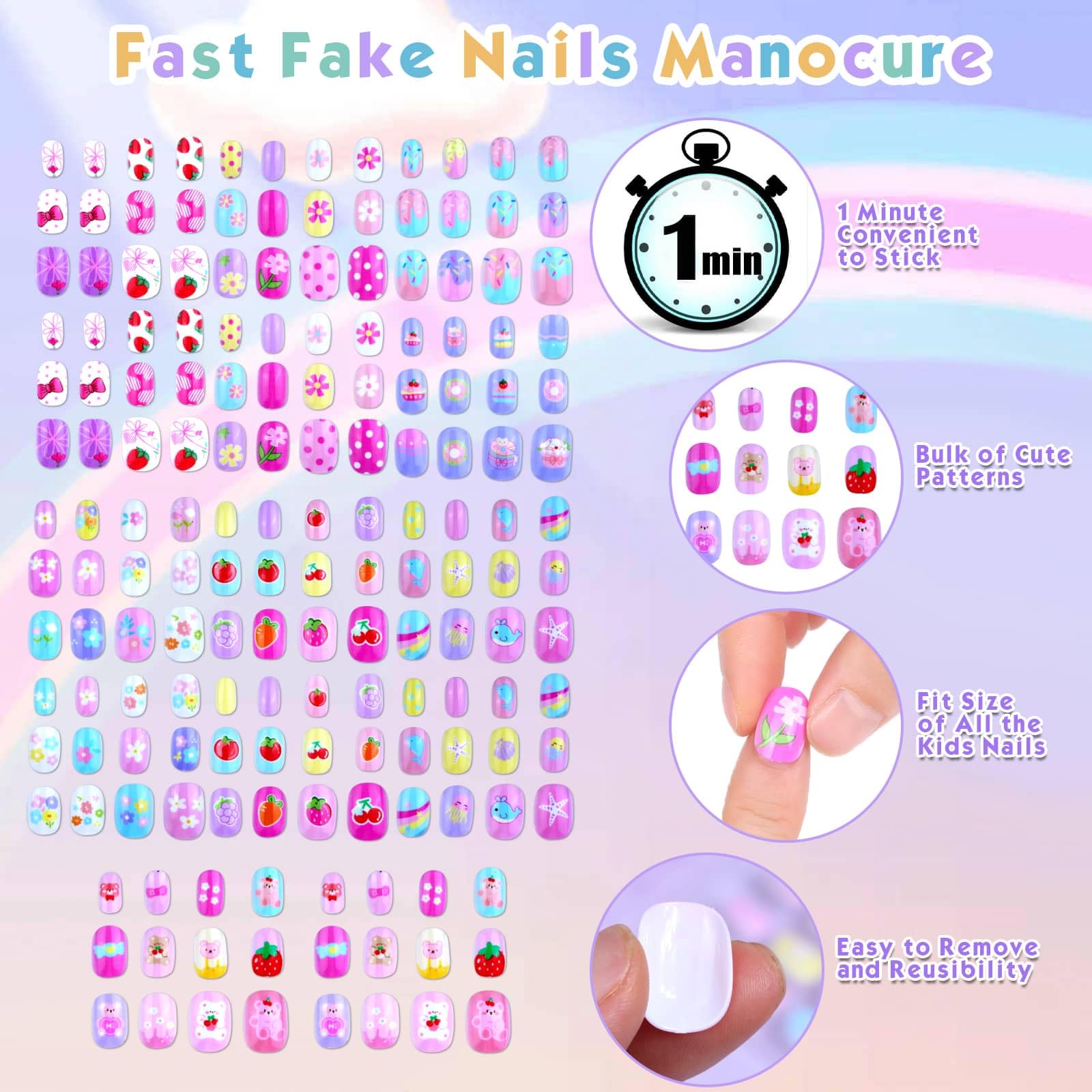 conjunto de uñas prepegadas shynek para uso rápido.