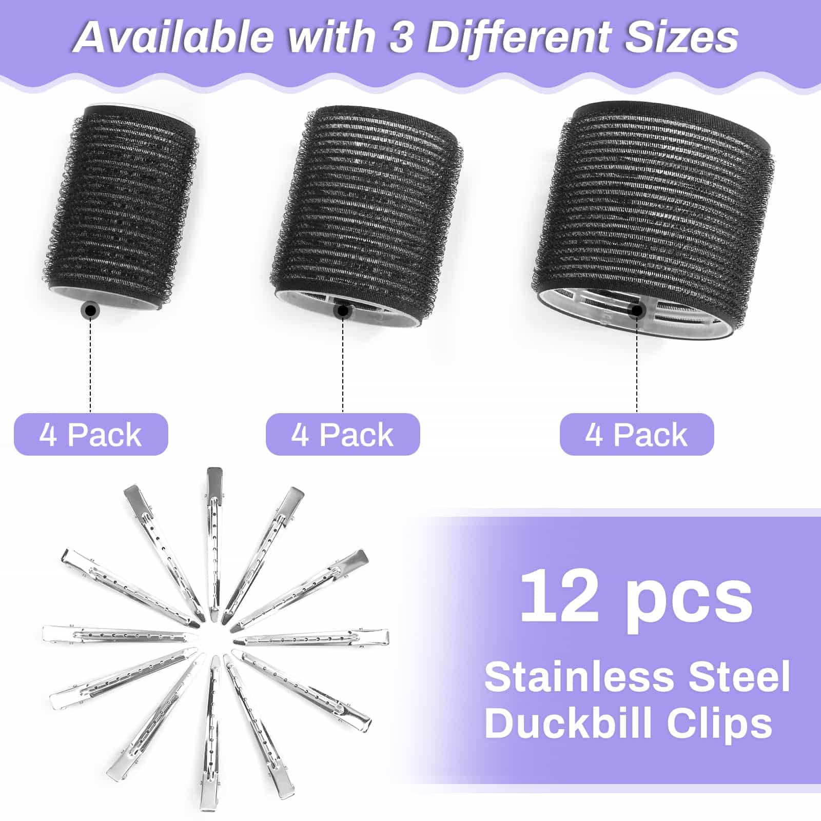 Shynek hair clips 12-piece secure rollers for pin curls and hold