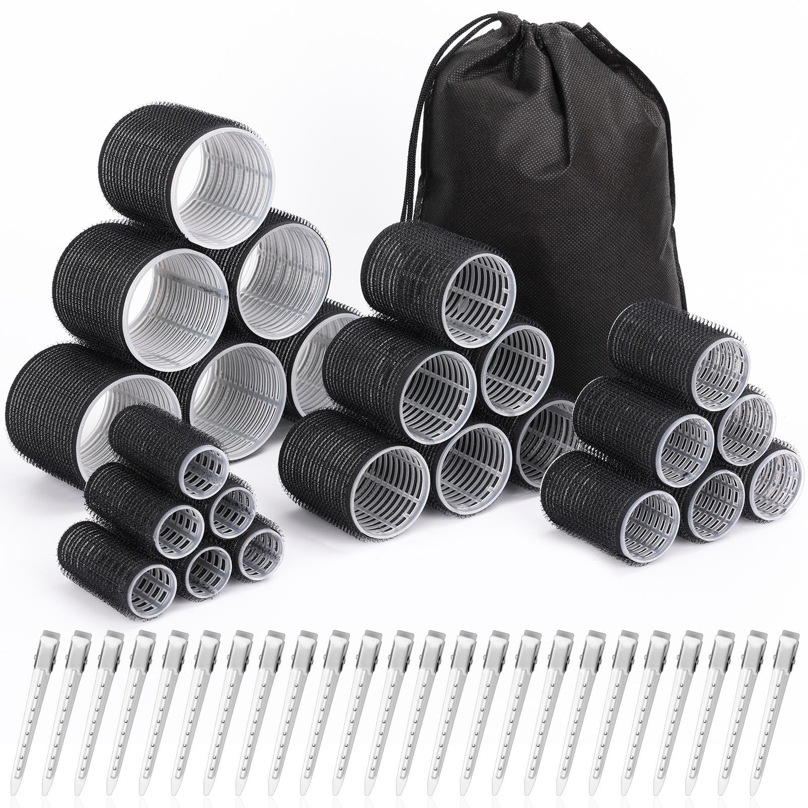 Shynek hair curlers rose-red rollers set for versatile at-home styling without heat damage.