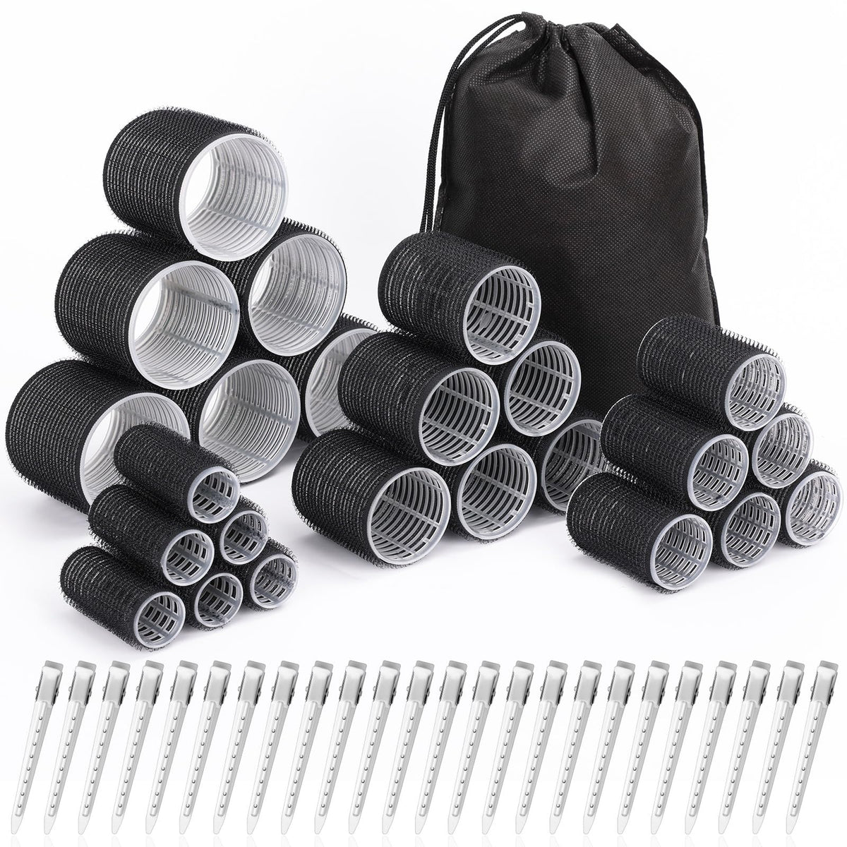 Shynek hair curlers rose-red rollers set for versatile at-home styling without heat damage.