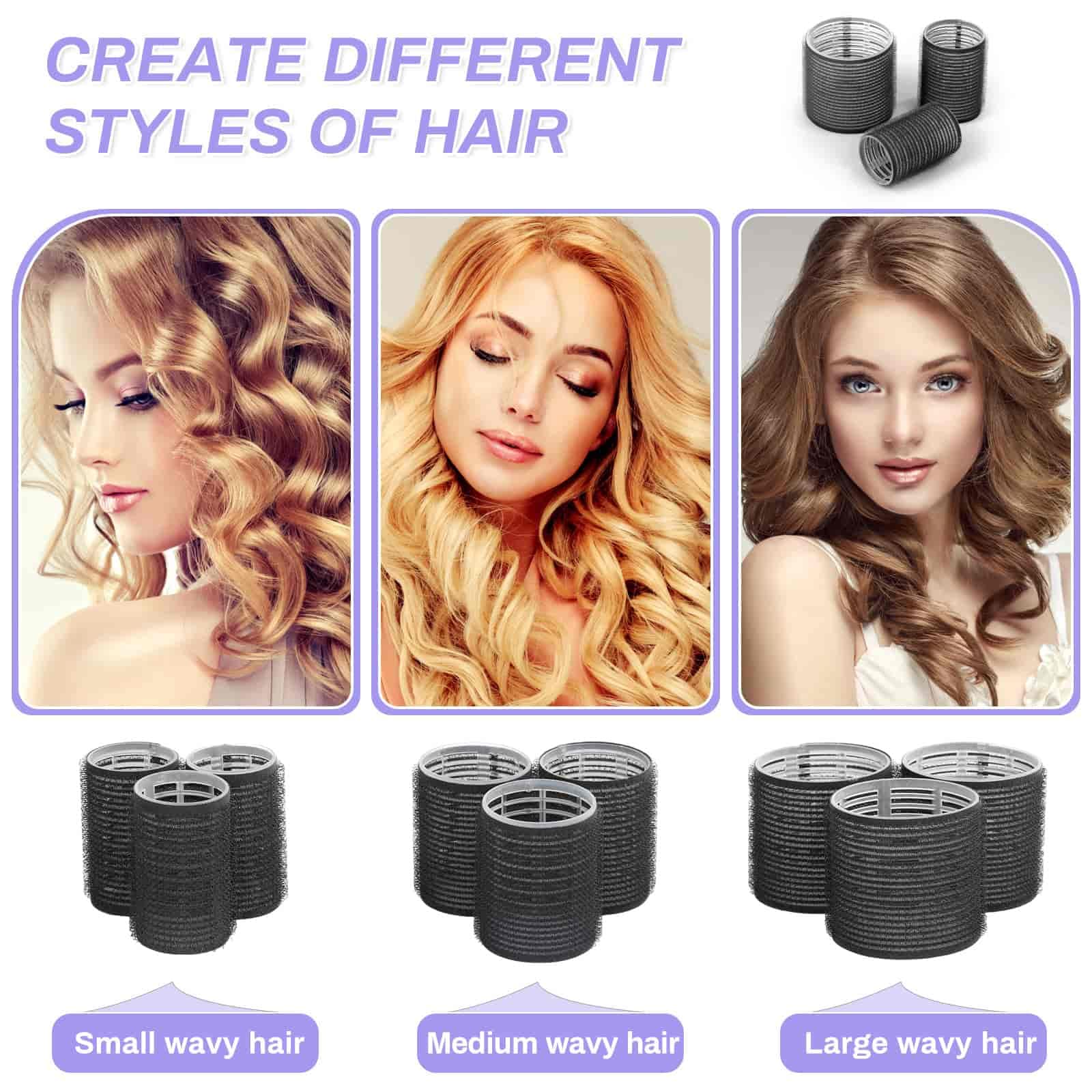 Shynek rollers three sizes jumbo large medium show versatile curl options