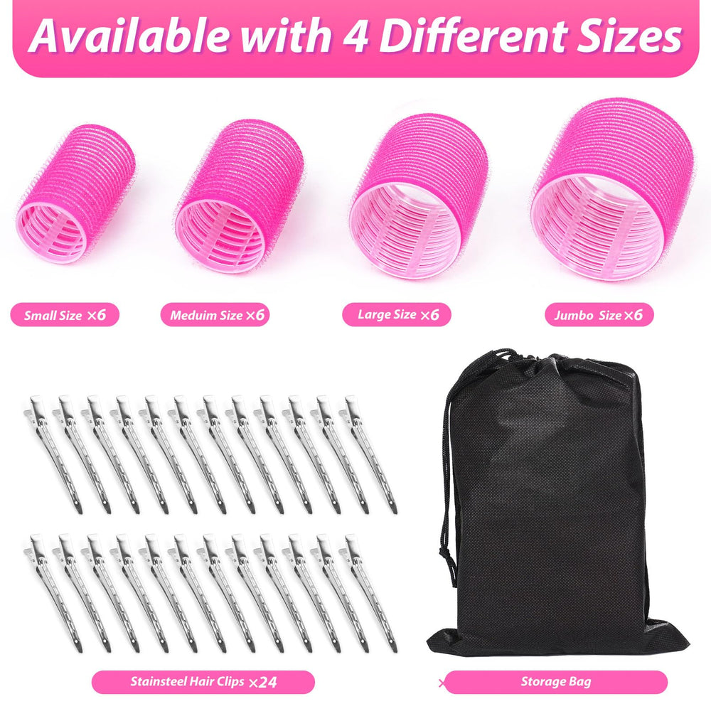 Shynek rose-red hair rollers with four sizes for flexible volume