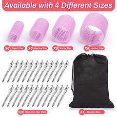 Shynek rose-red rollers in four sizes for varied curls