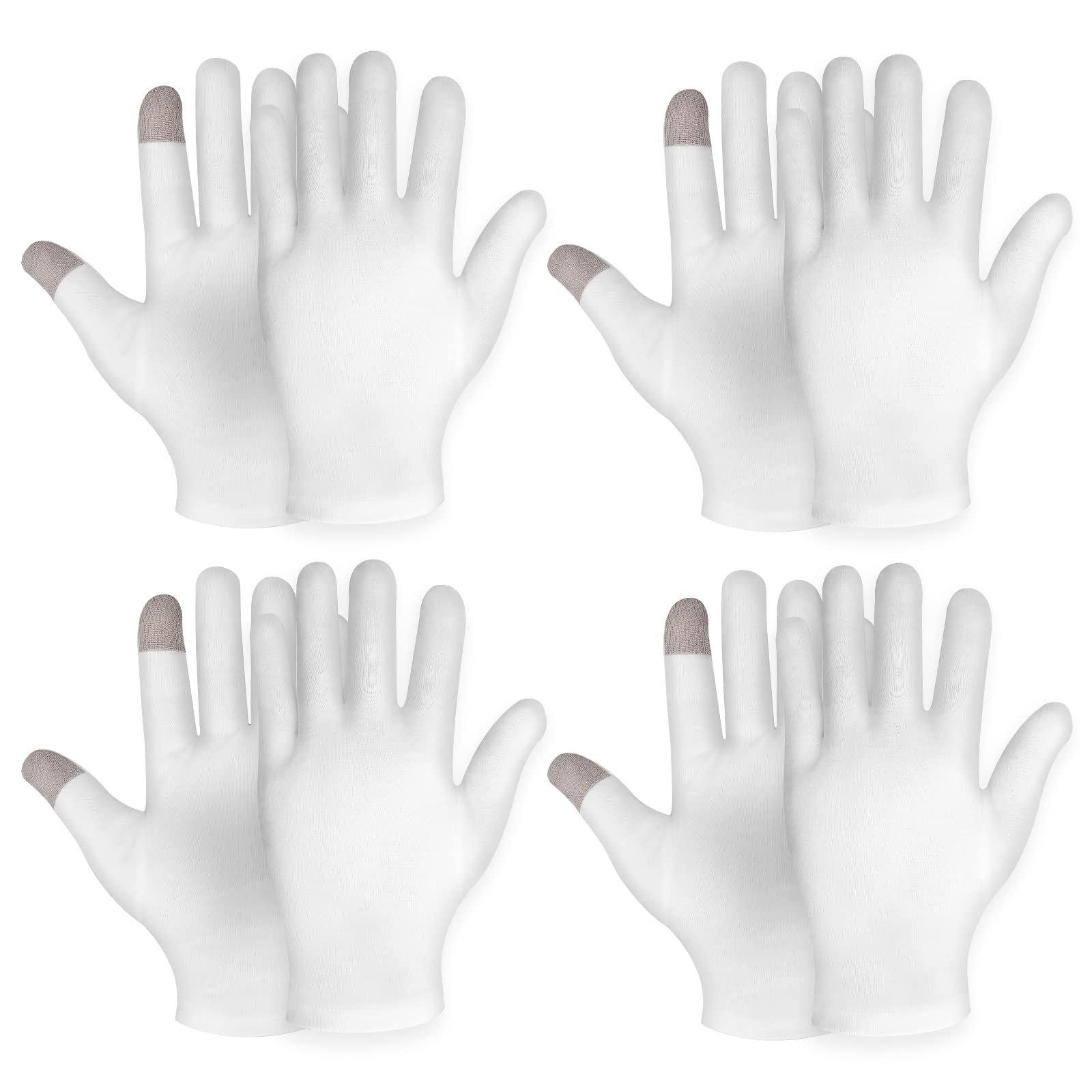 Guantes Sibba humectación algodón blancos: alivio suave para piel seca durante la noche.