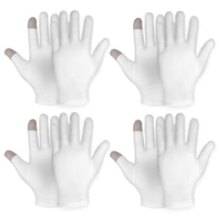 Guantes Sibba humectación algodón blancos: alivio suave para piel seca durante la noche.