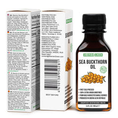 Aceite de espino marítimo Siberian Green apto para cocinar y uso alimentario.