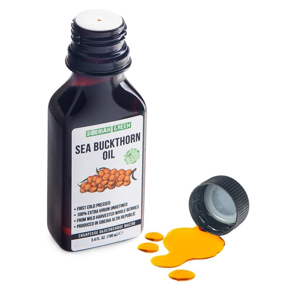 Cosmética con aceite de espino marítimo Siberian Green para hidratación diaria.