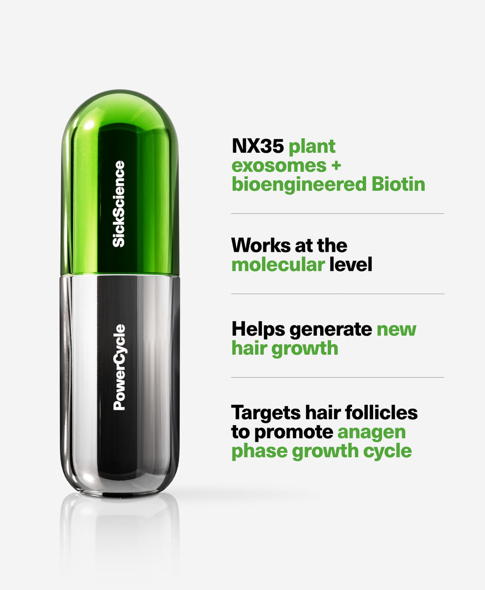 SickScience PowerCycle hair-density visual suggests thicker-looking hair