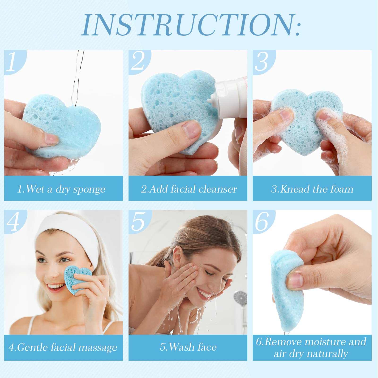 Sieral sponge expands with water for gentle cleansing and exfoliation.