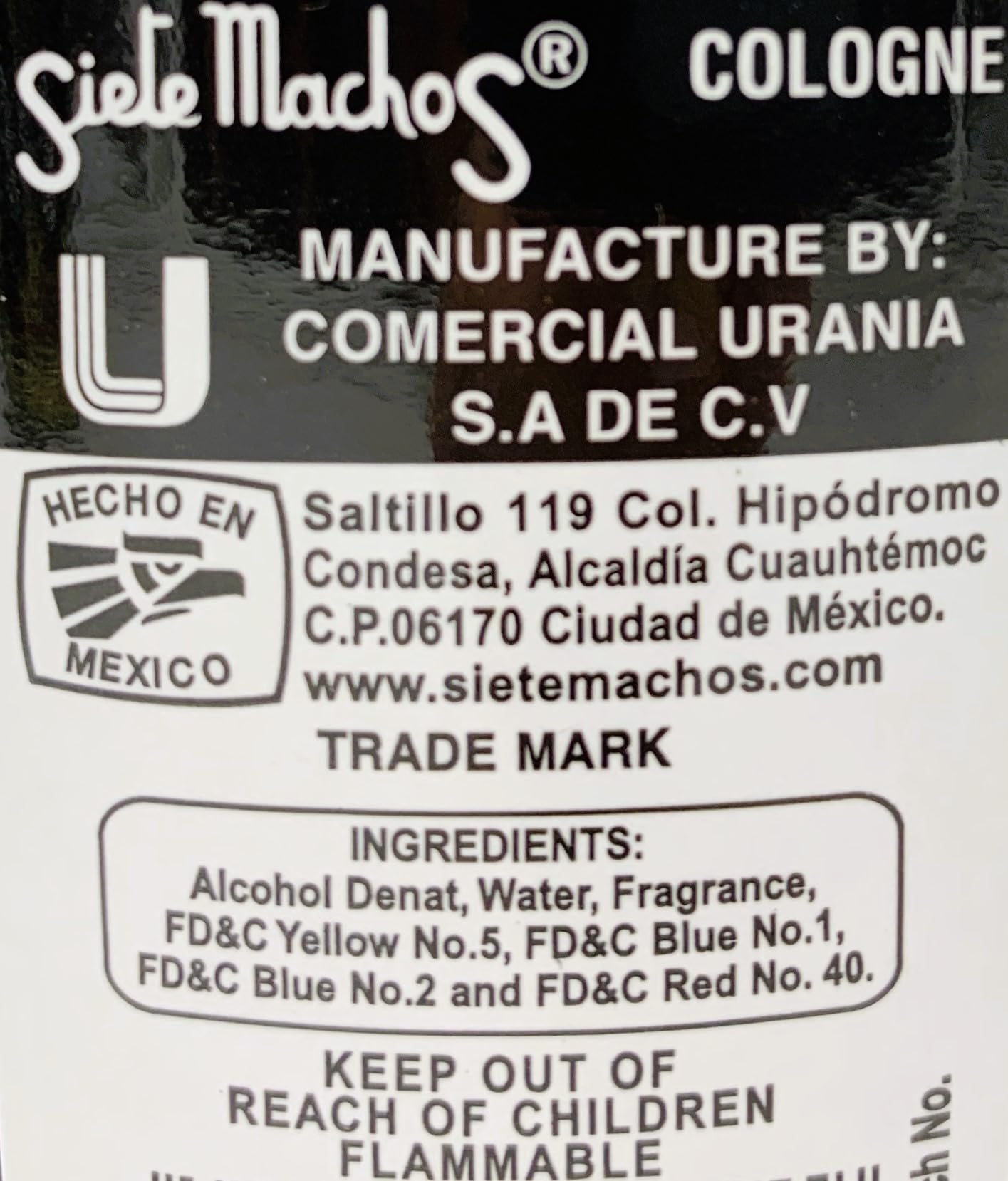 Siete Machos URANIA label closeup highlights classic masculine branding for confident choice