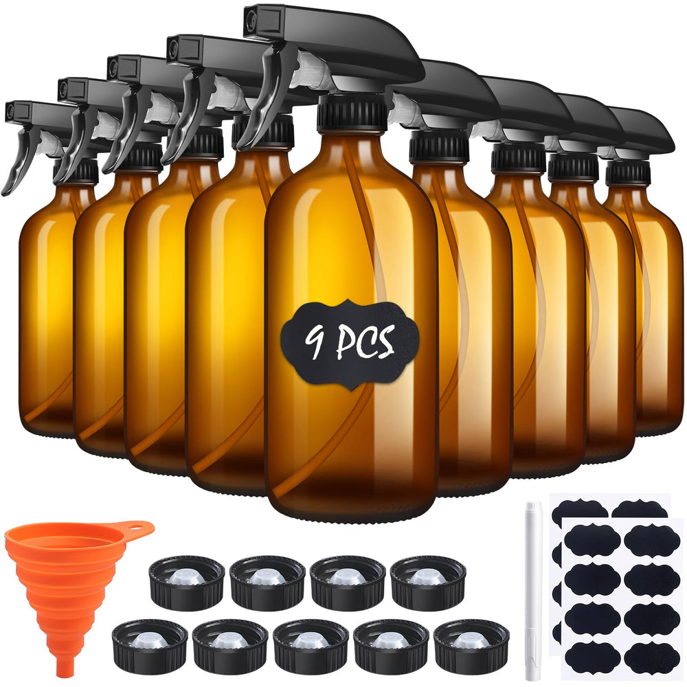 Sietpoek amber glass spray bottle 16oz set for versatile home refills.