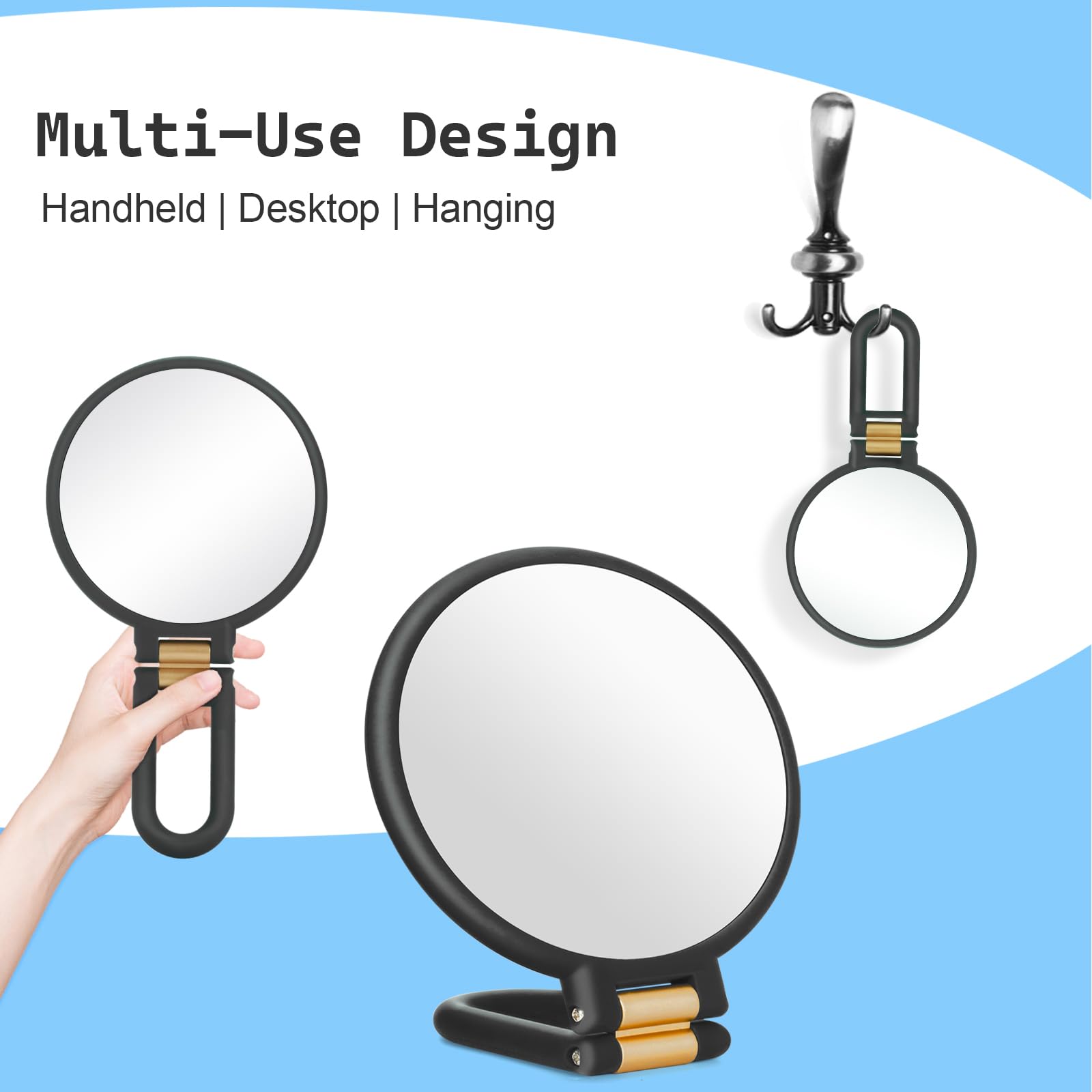 Sifolo foldable stand hand mirror, adjustable angle for versatile use.