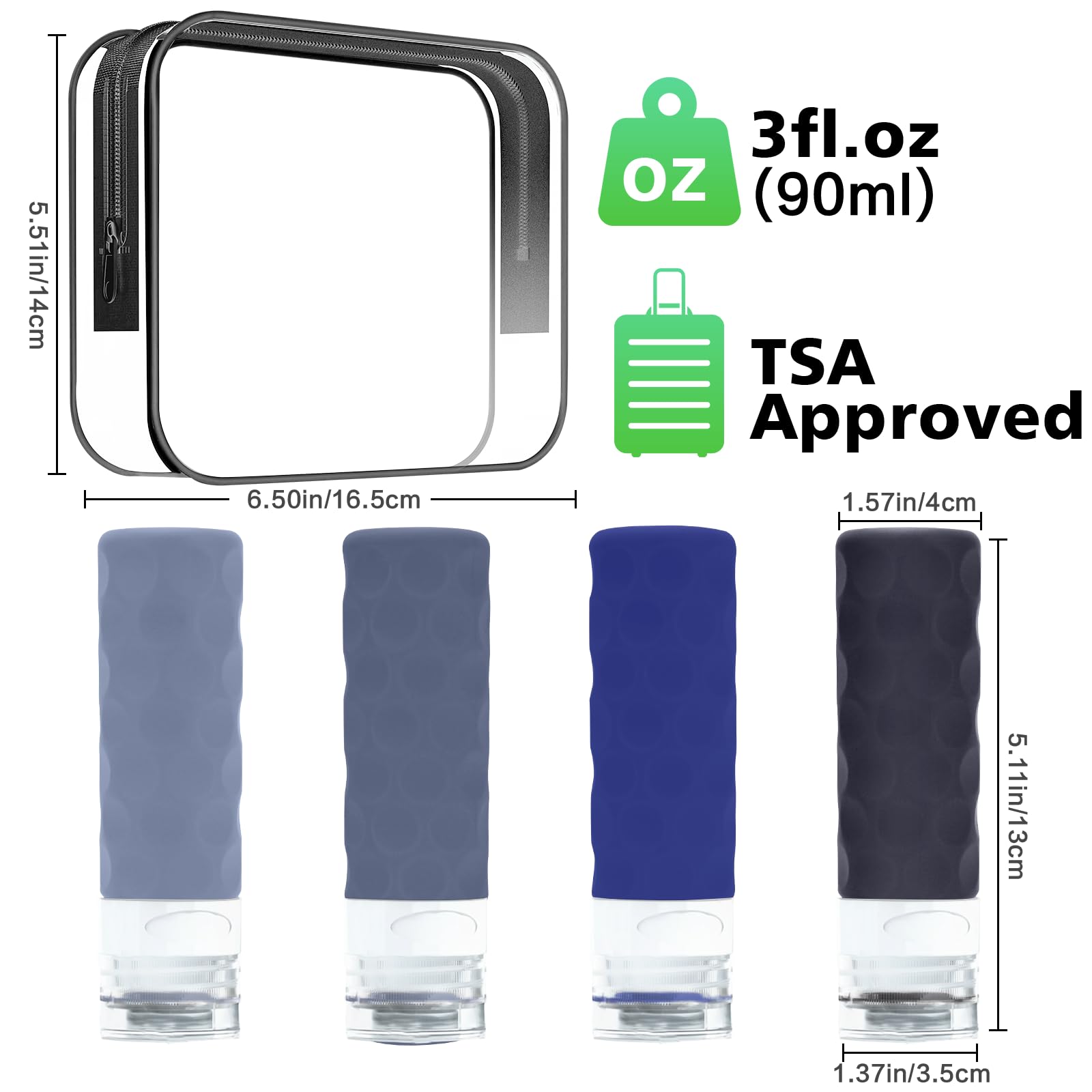 Silevoler 3oz bottles suit carry-on spaces for compact packing.