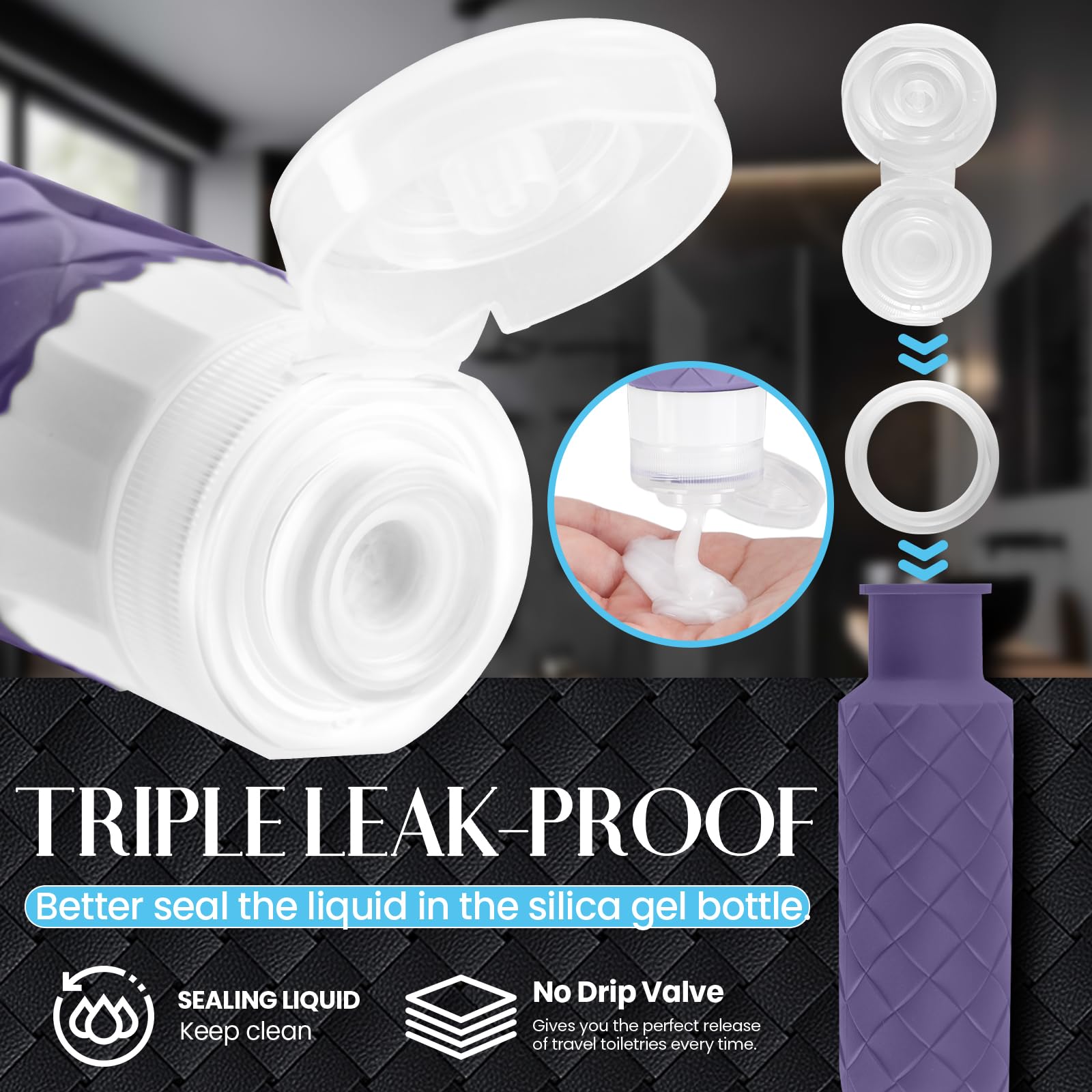 Silevoler textured surface provides firm grip when bottles are wet.