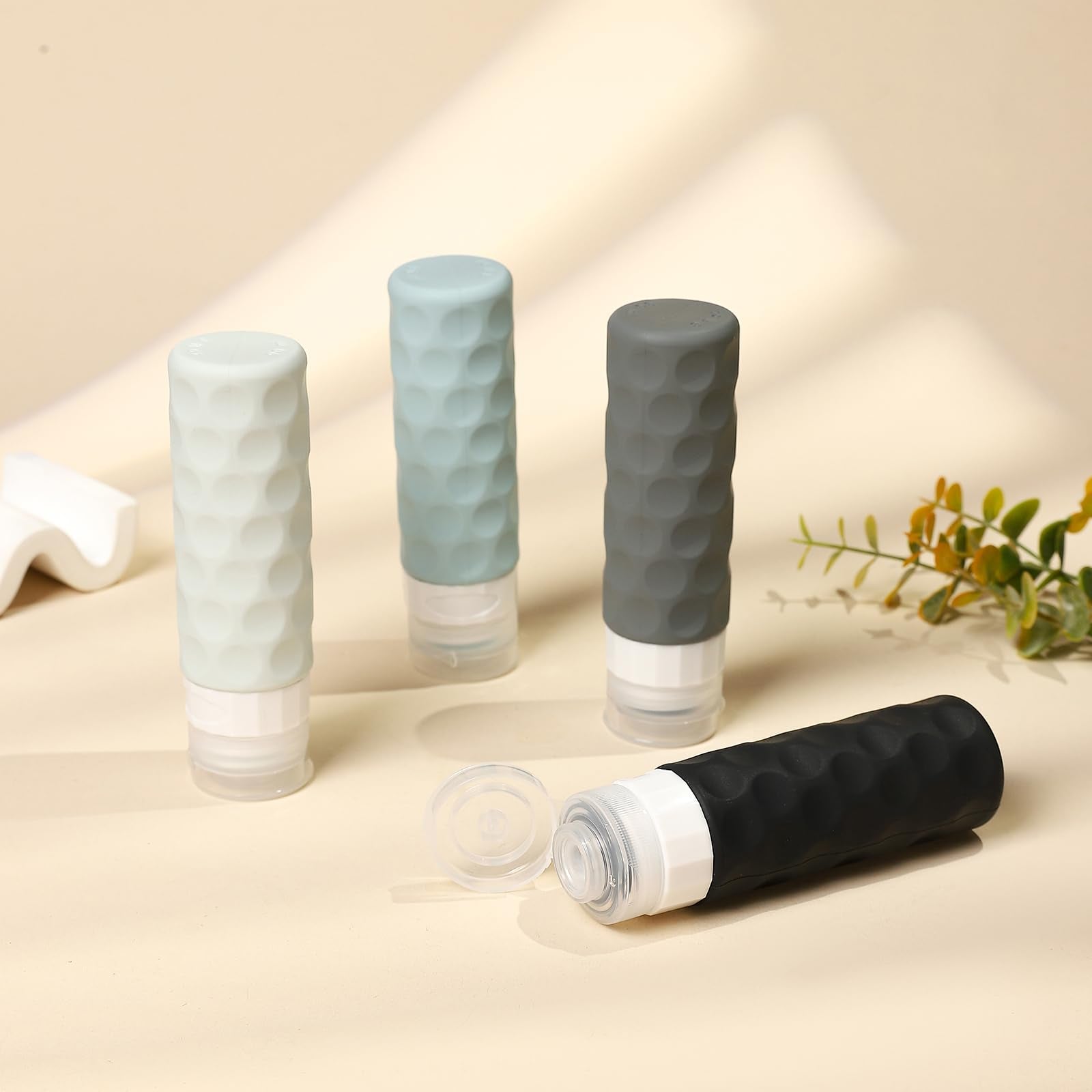 Silevoler compact silicone bottles fit easily in bags and pockets.