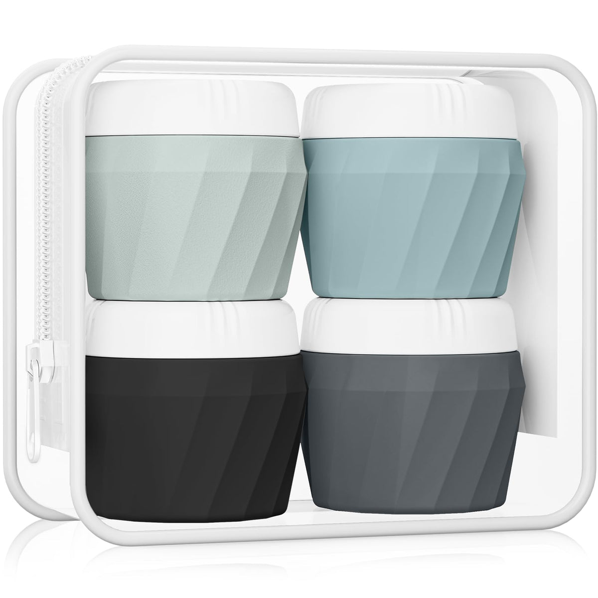 Silevoler travel containers set in gray for toiletries, organized for on-the-go use