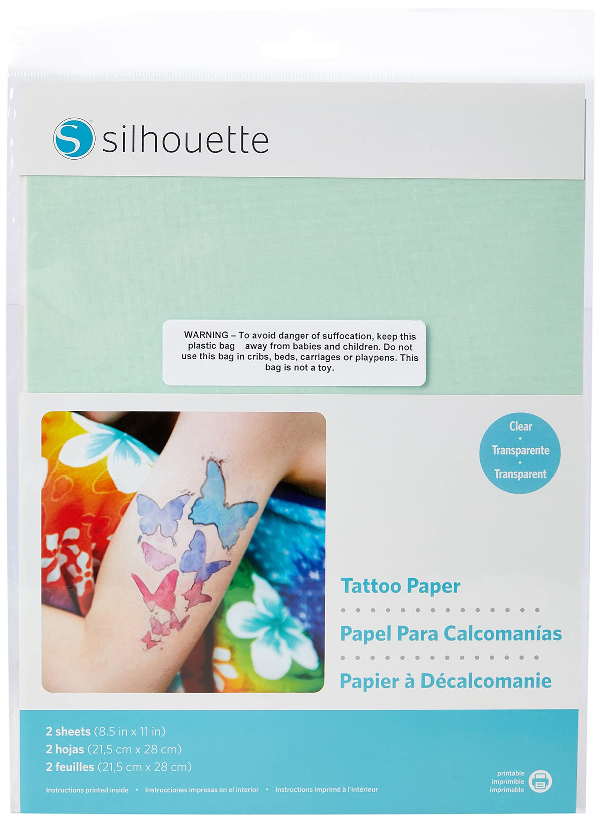 Silhouette Media-Tattoo: papel para imprimir diseños y tatuajes temporales en piel.