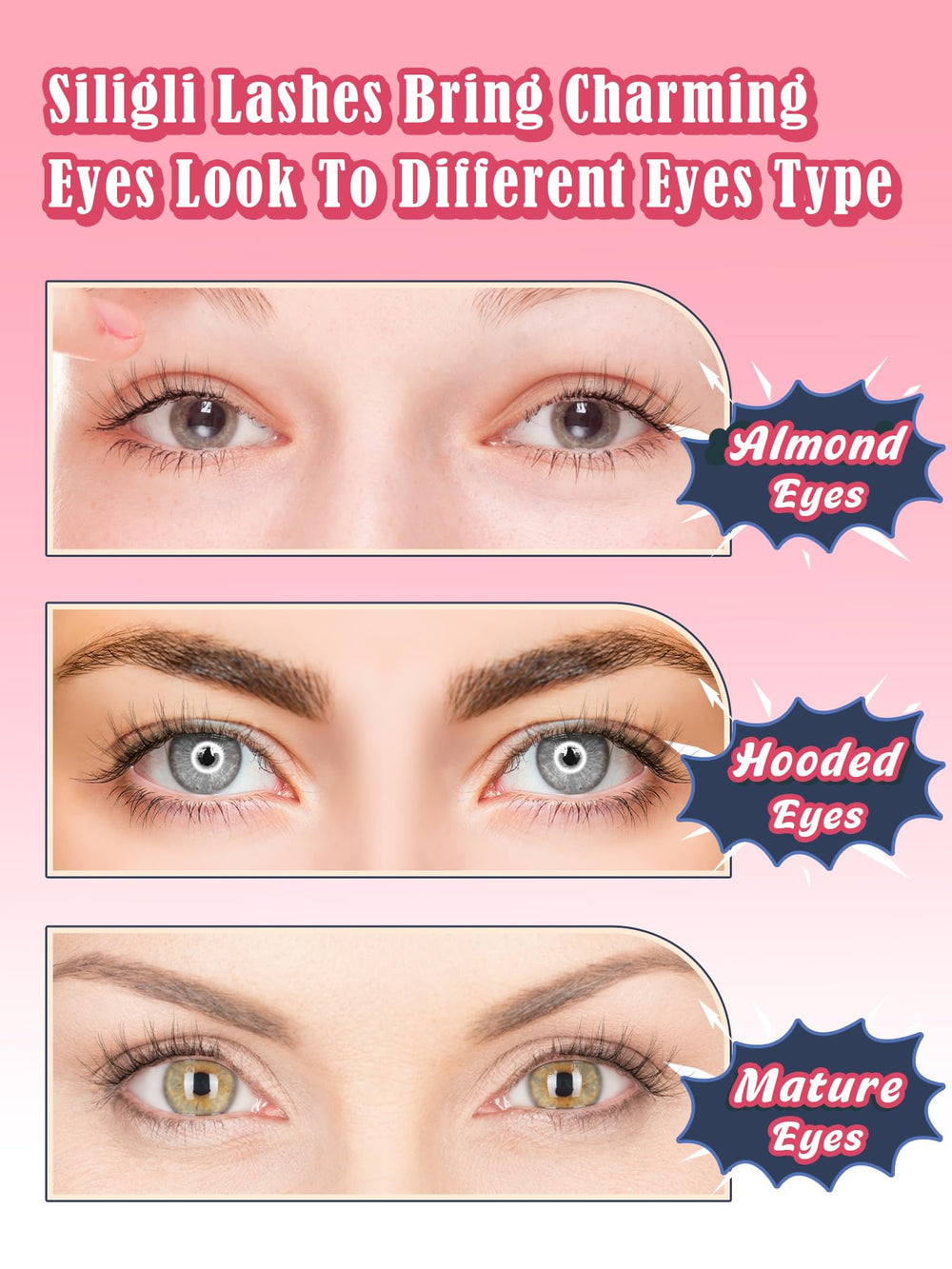 Siligli no-glue included lashes are glue friendly for versatile application