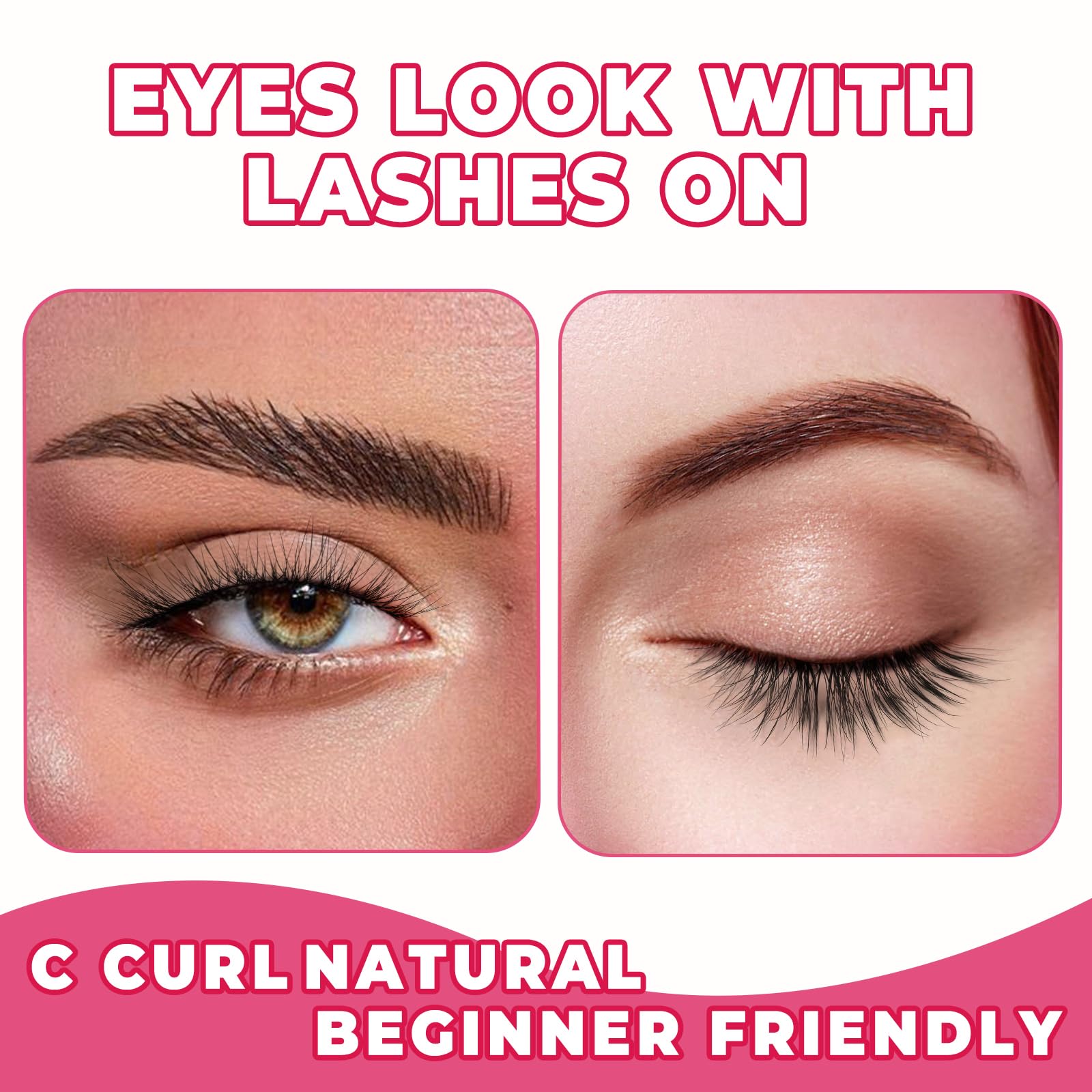 Siligli no-glue-included lashes; compatible with standard lash glue.