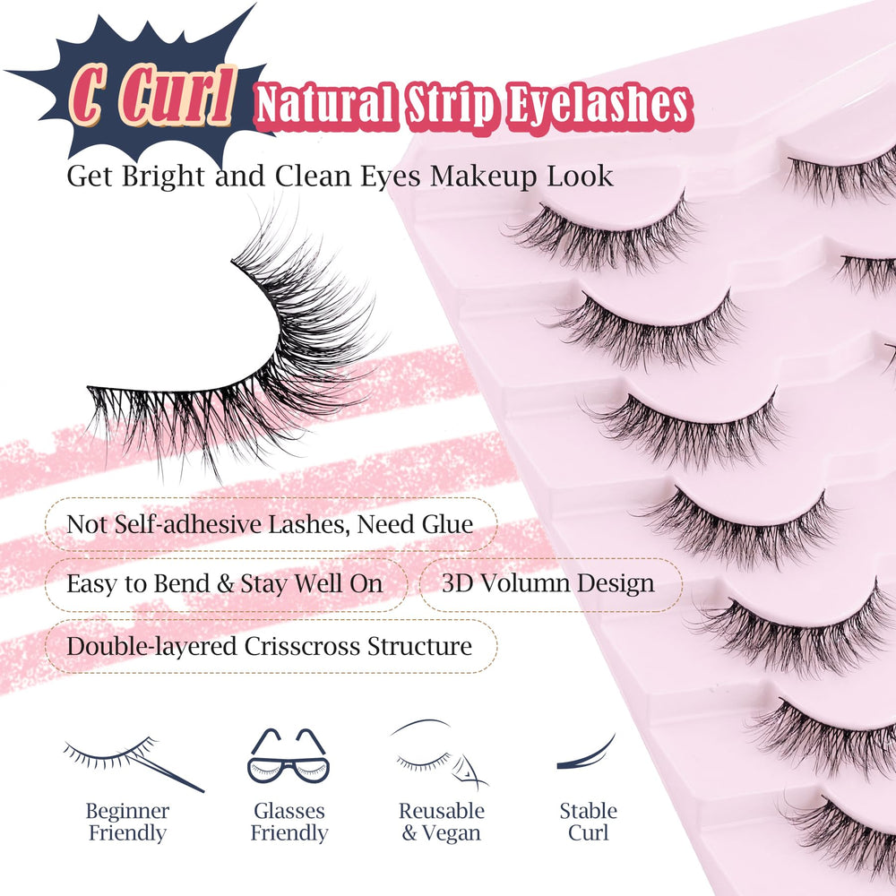 Siligli wispy cat eye lashes 12mm, close-up, flexible cotton band.