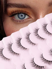 Siligli wispy cat eye lashes 12mm, front view, natural-looking band.