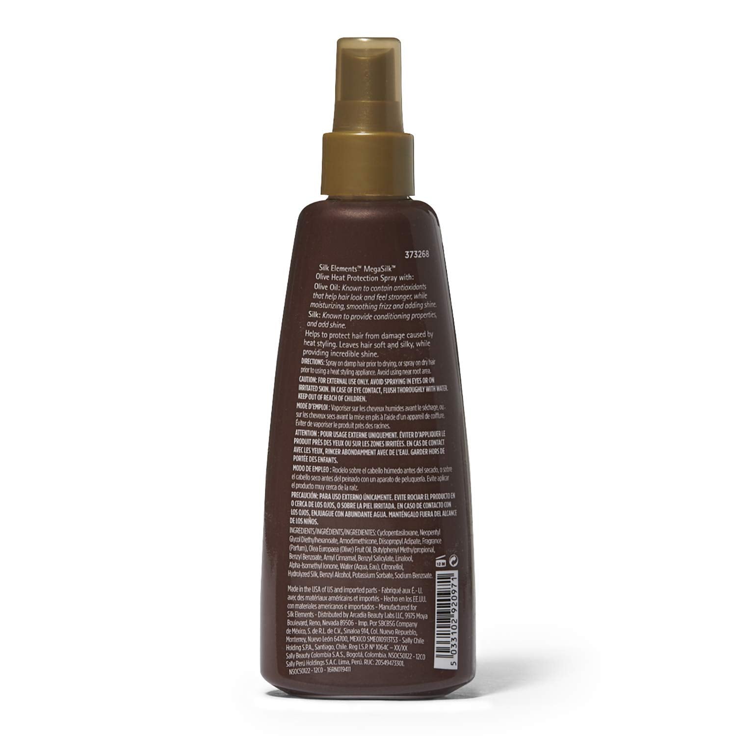 Silk Elements Megasilk Olive en uso, reduce el encrespamiento y mantiene el brillo durante el peinado.