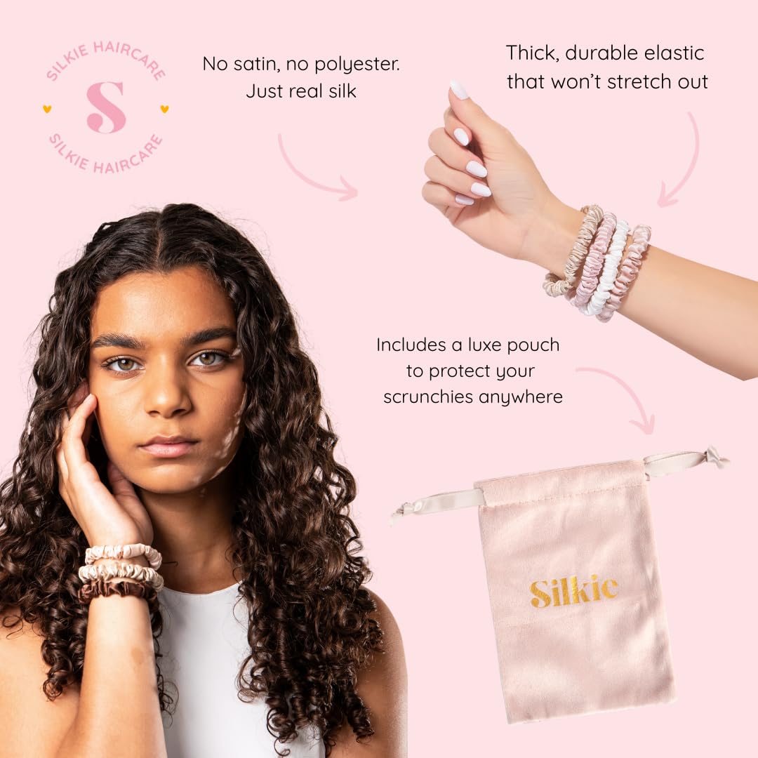 Silkie x4 silk scrunchies packaging, premium presentation