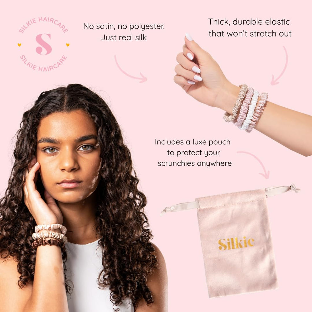 Silkie x4 silk scrunchies packaging, premium presentation