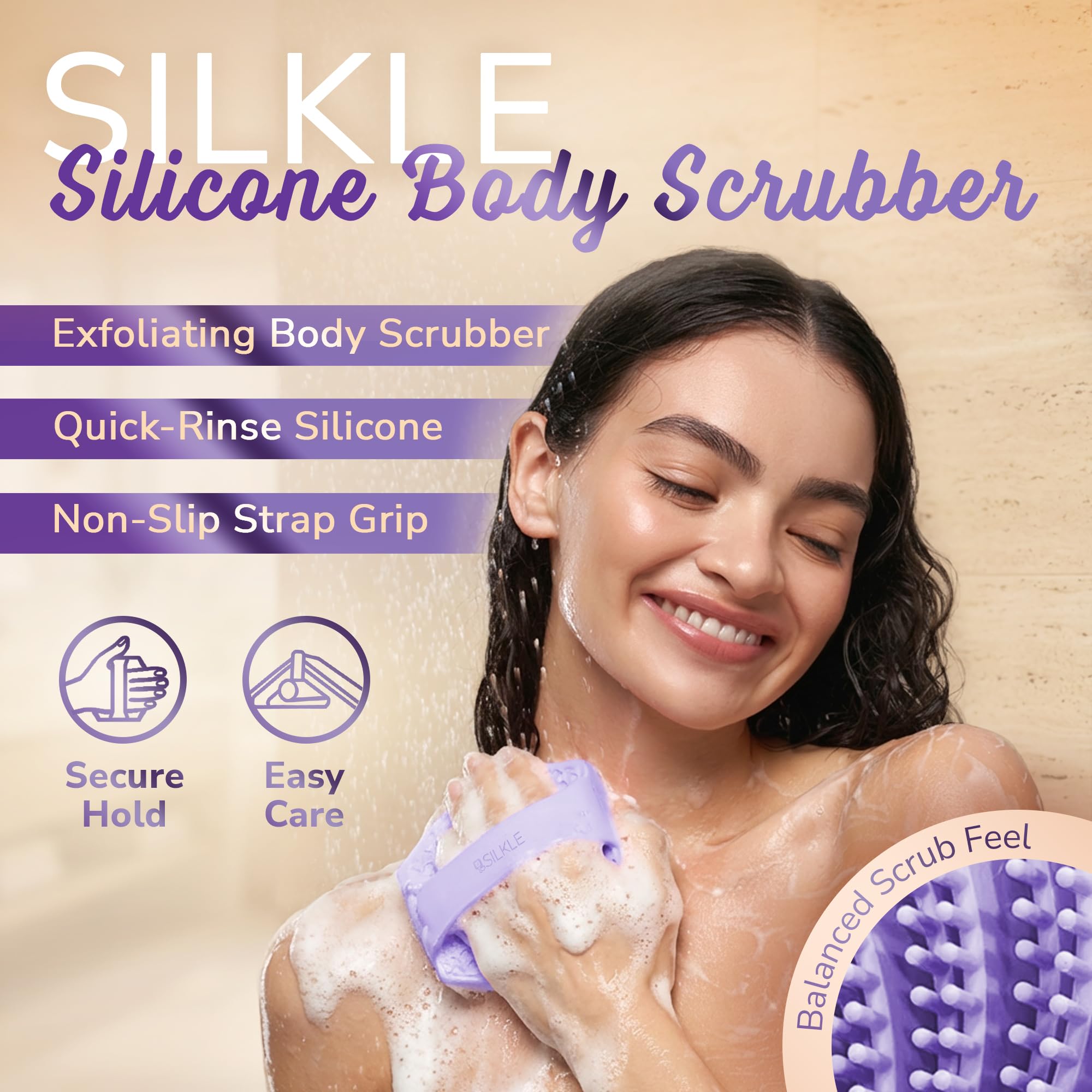 SILKLE agarre antideslizante garantiza seguridad al usar con jabón.