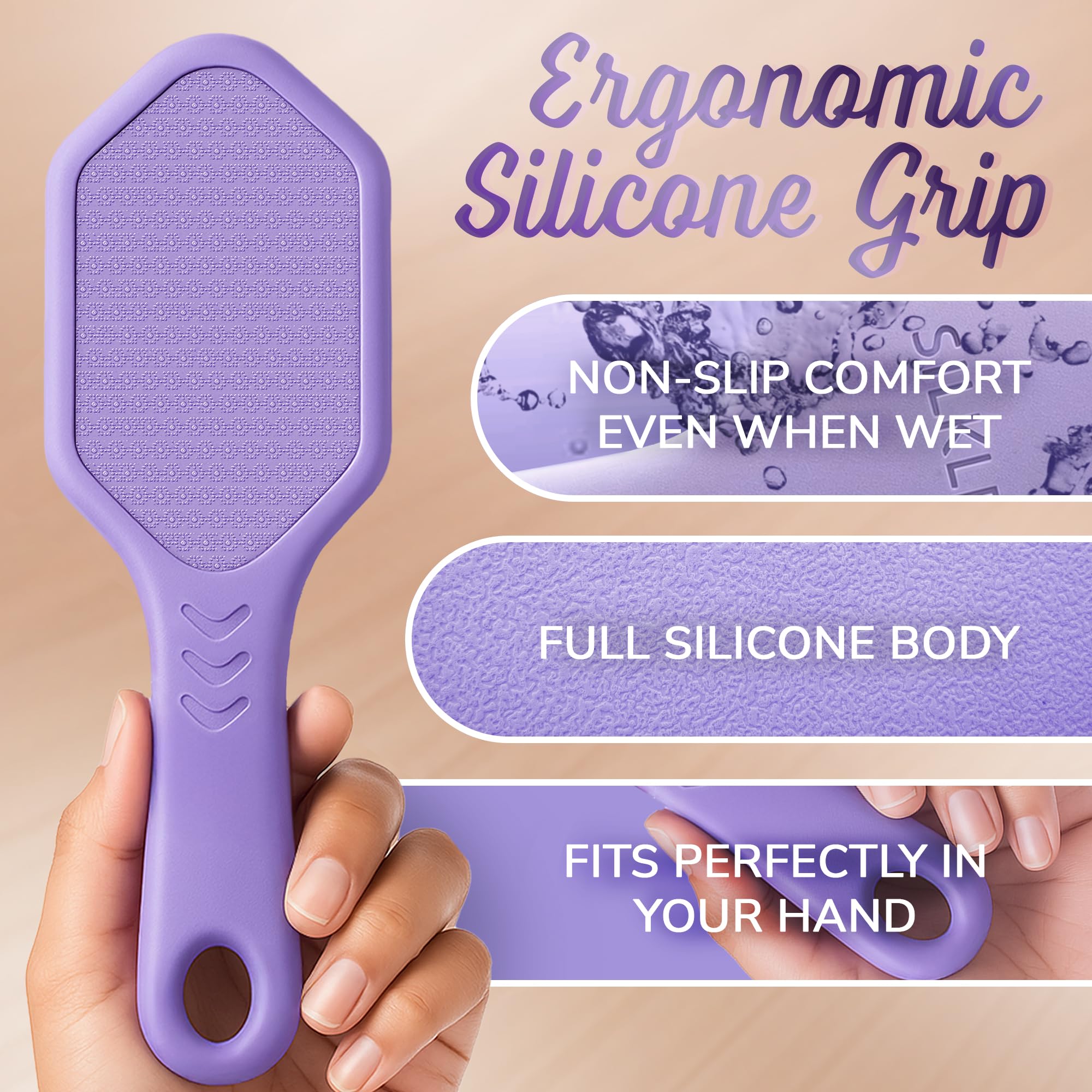SILKLE Nano Glass Foot File shown in shower for convenient foot care.