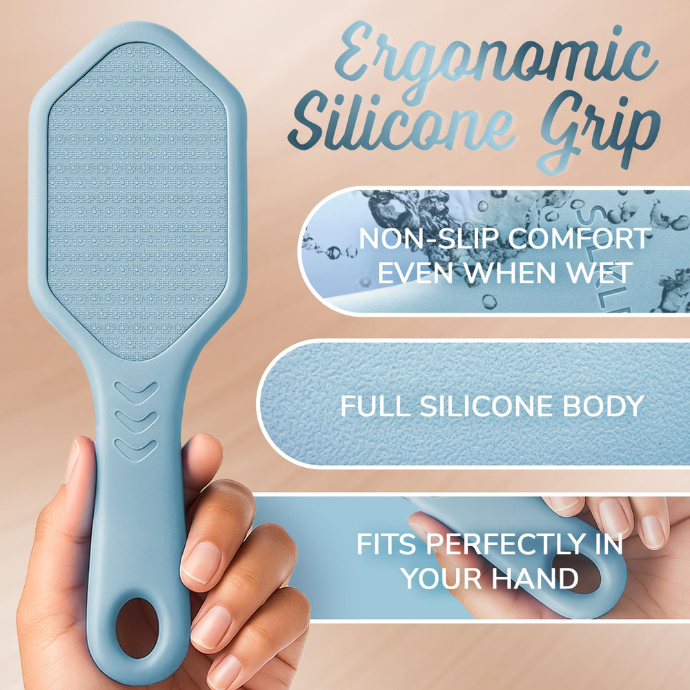 SILKLE Nano Glass Foot File deep exfoliation on rough areas.