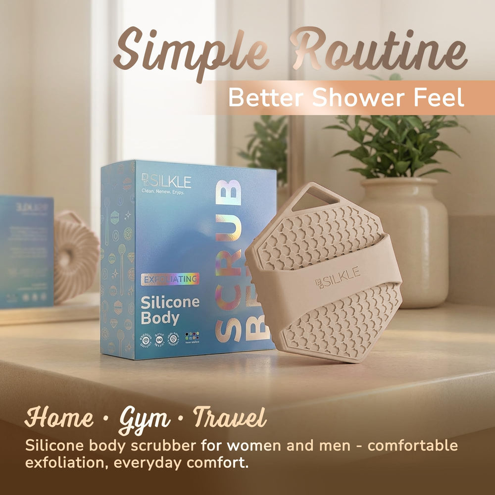 SILKLE silicone body scrubber dry-bristles texture for balanced exfoliation