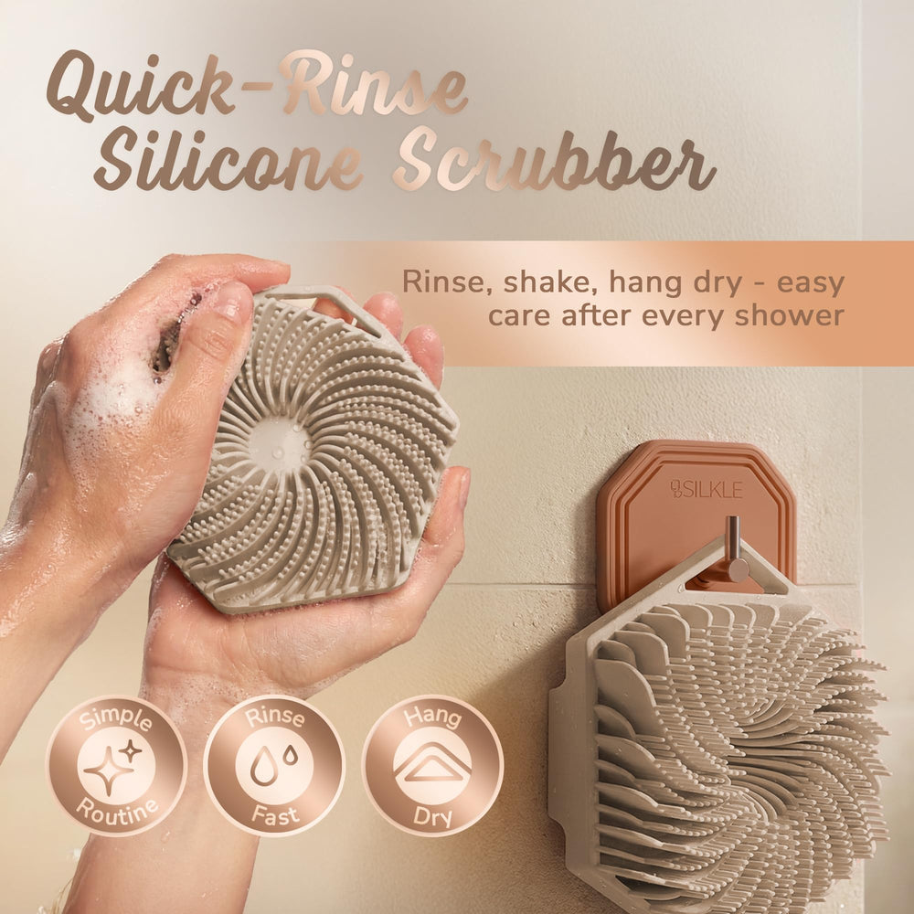 SILKLE silicone body scrubber easy-care rinse and shake after use