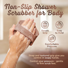 SILKLE silicone body scrubber in shower use demonstrates versatile cleansing.